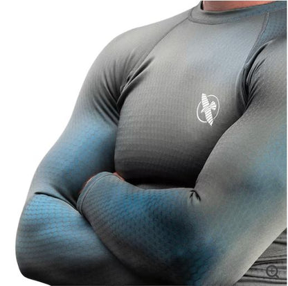 Rashguard Manga Larga Hayabusa Fusion (Gris / Celeste) (Disponible en Costa Rica y por Encargo)