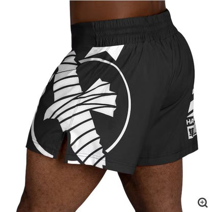 Fightshorts de Kickboxing Hayabusa Icon (Negro / Blanco) (Disponible por Encargo)