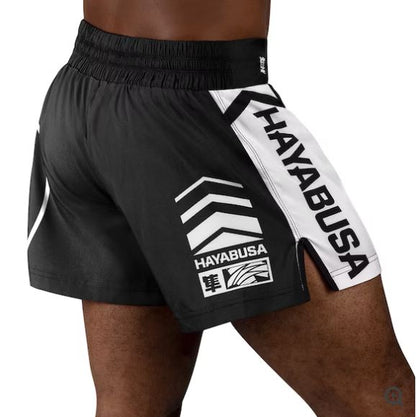 Fightshorts de Kickboxing Hayabusa Icon (Negro / Blanco) (Disponible por Encargo)