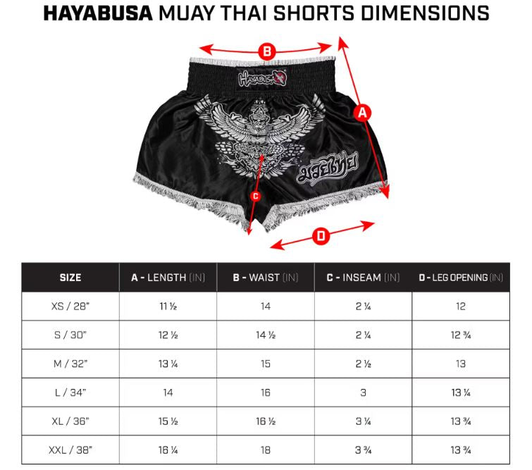 Fightshorts de Muay Thai Hayabusa Falcon (Negro) (Disponible por Encargo)