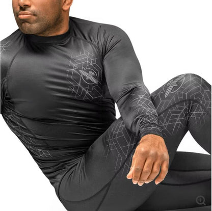 Spats (Licra Larga) Hayabusa Geo (Negro/ Gris) (Disponible por Encargo)