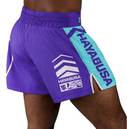 Fightshorts de Kickboxing Hayabusa Icon (Morado / Blanco) (Disponible por Encargo)