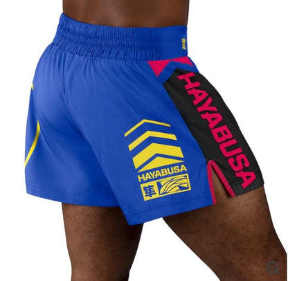 Fightshorts de Kickboxing Hayabusa Icon (Celeste / Amarillo) (Disponible por Encargo)