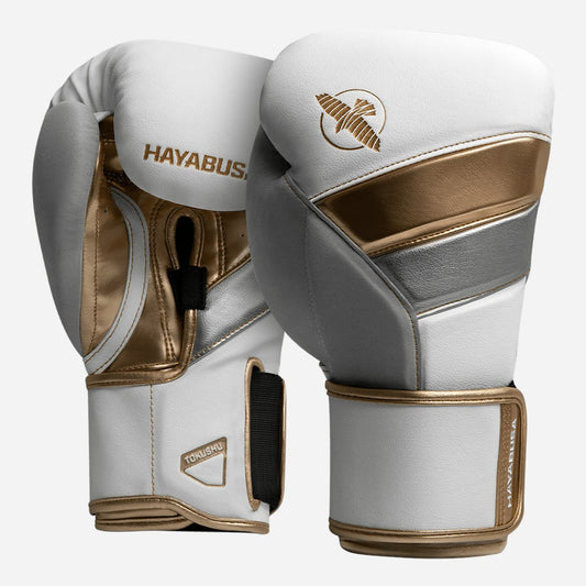 Guantes de Box Hayabusa T3 (Blanco / Dorado) (Disponible por Encargo)