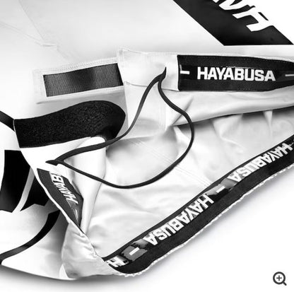 Fightshorts Hayabusa Icon (Largos) (Blanco / Negro) (Disponible en Costa Rica y por Encargo)