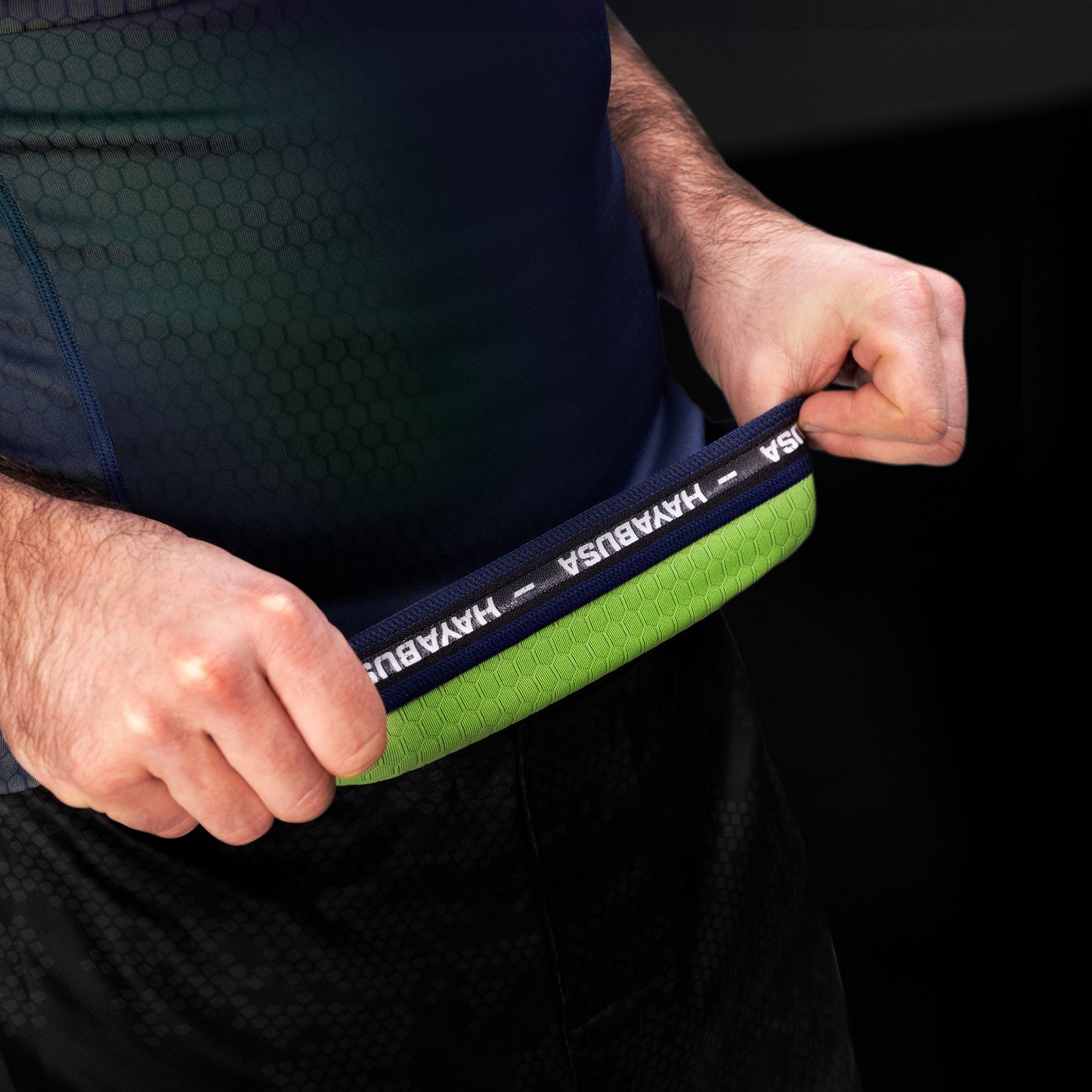 Rashguard Manga Corta para Hombre Hayabusa Fusion (Azul / Verde) (Disponible por Encargo)