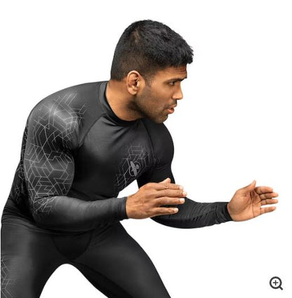 Rashguard Manga Larga Hayabusa Geo (Gris) (Disponible por Encargo)