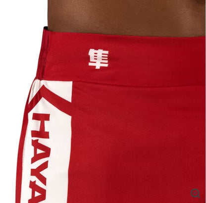 Fightshorts de Kickboxing Hayabusa Icon (Rojo / Blanco) (Disponible por Encargo)
