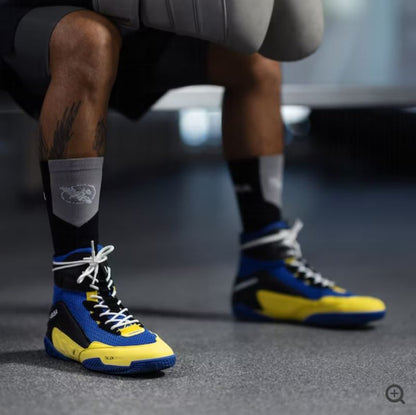 Zapatos de Box Hayabusa Talon (Azul / Amarillo) (Disponible por Encargo)