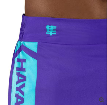 Fightshorts de Kickboxing Hayabusa Icon (Morado / Blanco) (Disponible por Encargo)