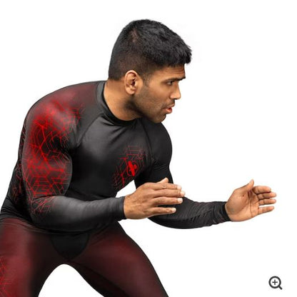 Rashguard Manga Larga Hayabusa Geo (Rojo) (Disponible por Encargo)