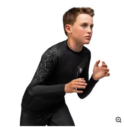 Rashguard Manga Larga para Niño Hayabusa Geo (Gris) (Disponible por Encargo)