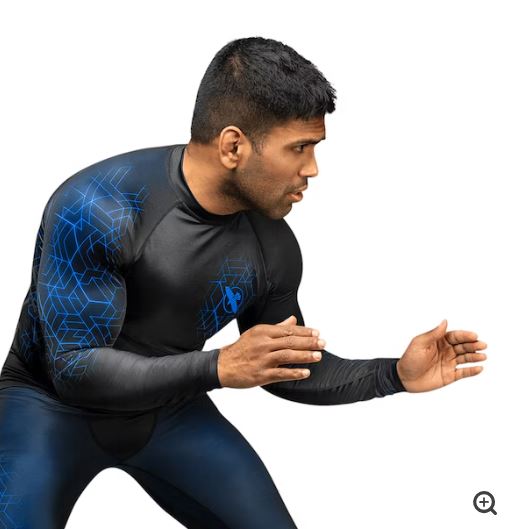 Rashguard Manga Larga Hayabusa Geo (Azul) (Disponible por Encargo)