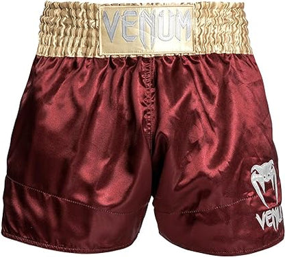 Fightshorts de Muay Thai Venum Classic (Vino / Dorado) (Disponible por Encargo)