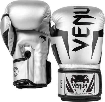 Guantes de Box Venum Elite (Plateado / Negro) (Disponible por Encargo)