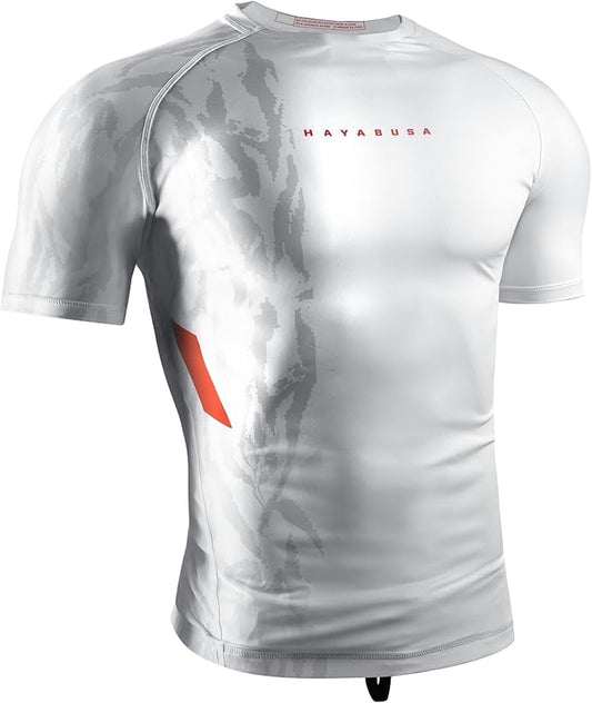 Rashguard Manga Corta para Hombre Hayabusa Apex (Blanco Coral) (Disponible en Costa Rica)