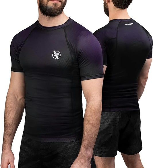 Rashguard Manga Corta Hayabusa Fusion (Negro / Morado) (Disponible en Costa Rica y por Encargo)