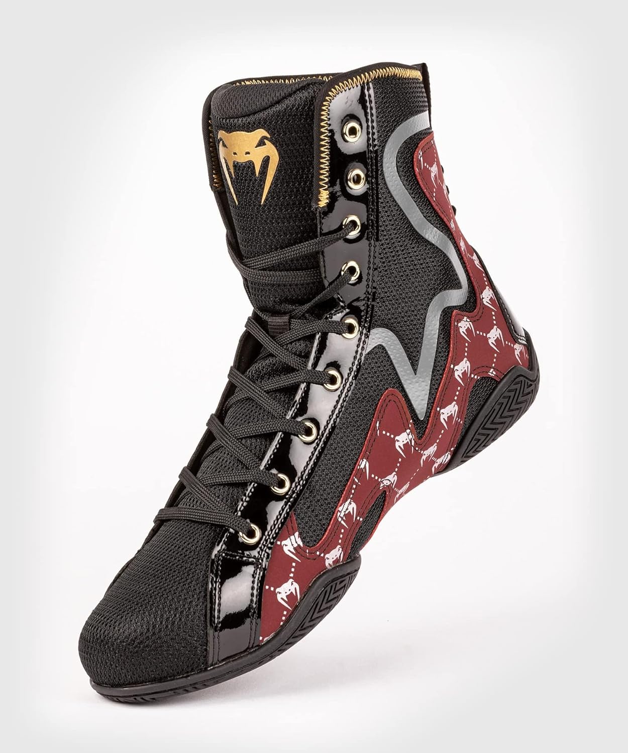 Zapatos de Box Venum Elite Evo Monogram (Negro / Vino) (Disponible por Encargo)