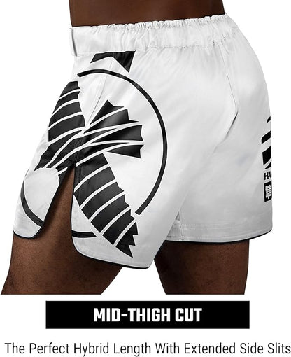Fightshorts Hayabusa Icon (Cortos) (Blanco / Negro) (Disponible por Encargo)