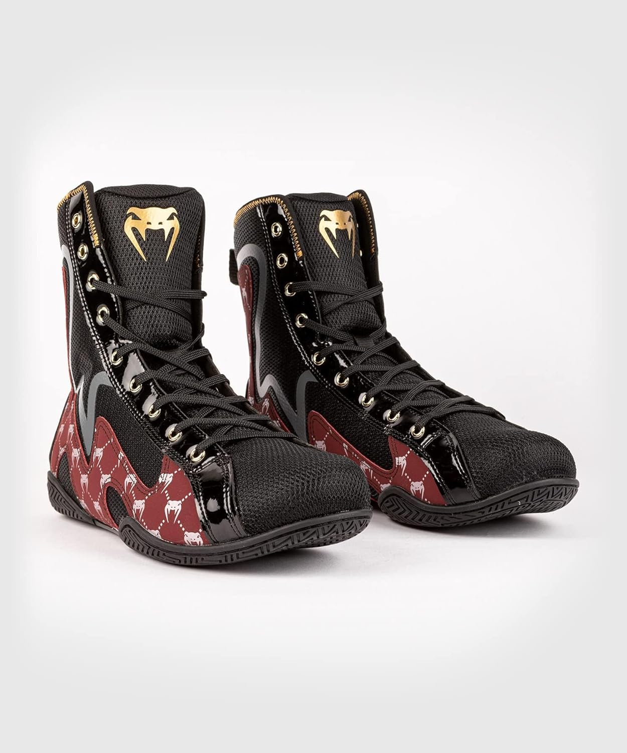 Zapatos de Box Venum Elite Evo Monogram (Negro / Vino) (Disponible por Encargo)