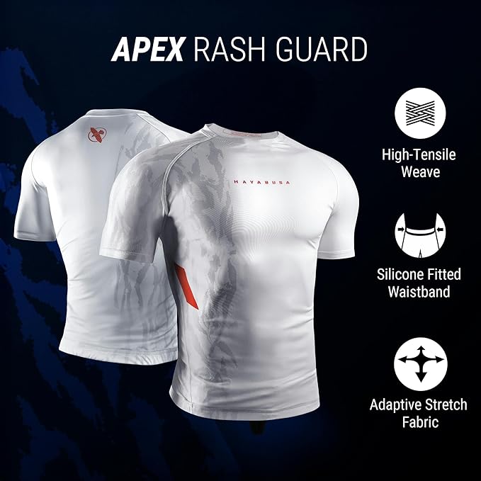 Rashguard Manga Corta para Hombre Hayabusa Apex (Blanco Coral) (Disponible en Costa Rica)