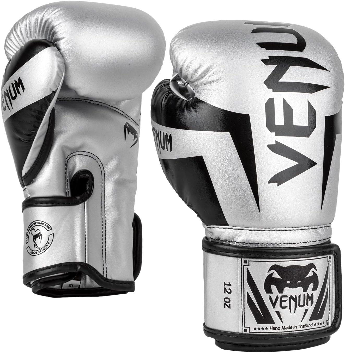 Guantes de Box Venum Elite (Plateado / Negro) (Disponible por Encargo)