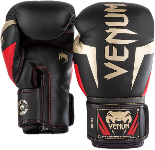 Guantes de Box Venum Elite (Negro / Dorado / Rojo) (Disponible por Encargo)