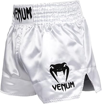 Fightshorts de Muay Thai Venum Classic (Blanco / Negro) (Disponible por Encargo)