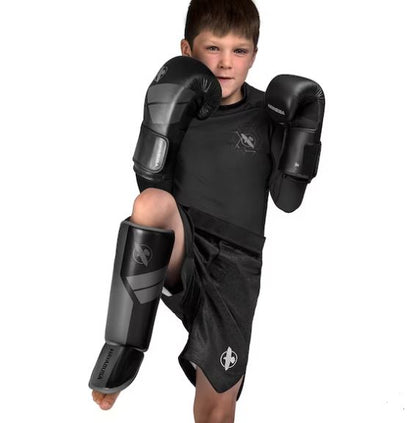 Espinilleras para Niño Hayabusa S4 (Negro / Gris) (Disponible por Encargo)