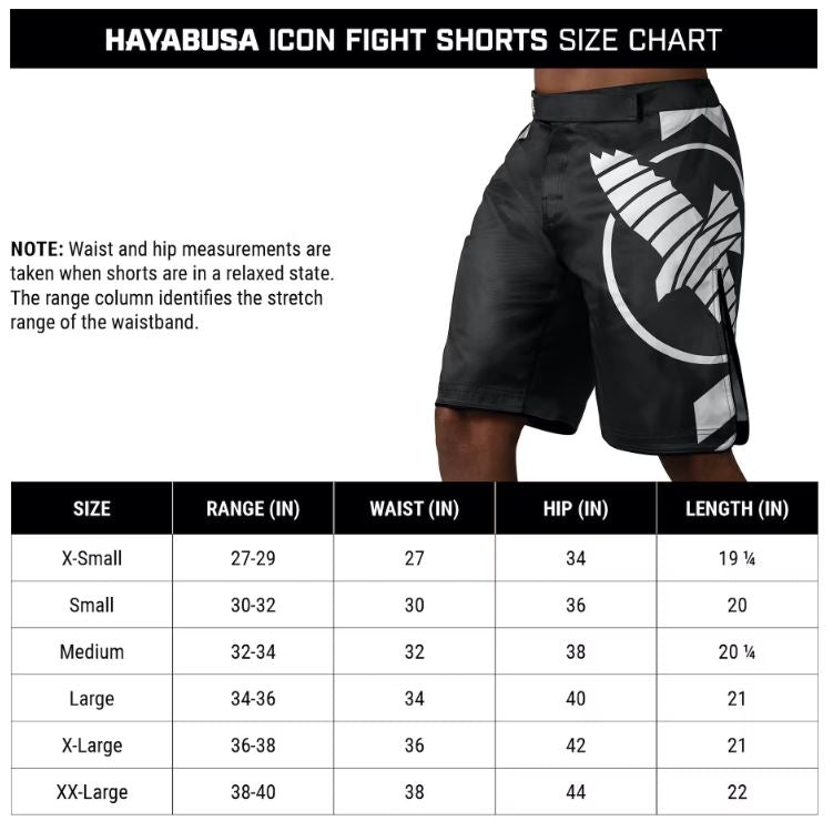 Fightshorts Hayabusa Icon (Largos) (Blanco / Negro) (Disponible en Costa Rica y por Encargo)