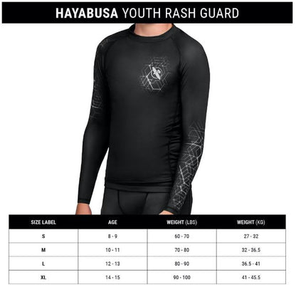 Rashguard Manga Larga para Niño Hayabusa Geo (Gris) (Disponible por Encargo)