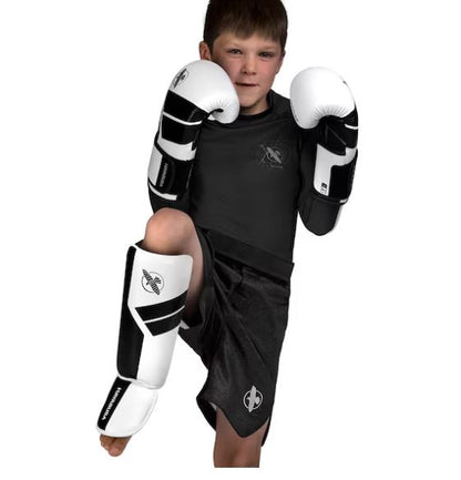 Espinilleras para Niño Hayabusa S4 (Blanco / Negro) (Disponible por Encargo)