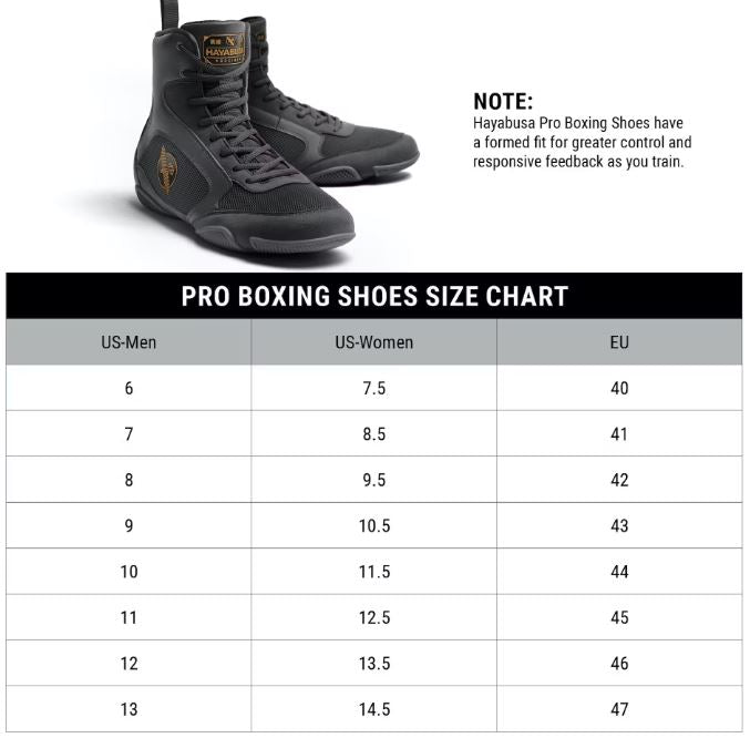 Zapatos de Box Hayabusa Pro (Negro) (Disponible por Encargo)