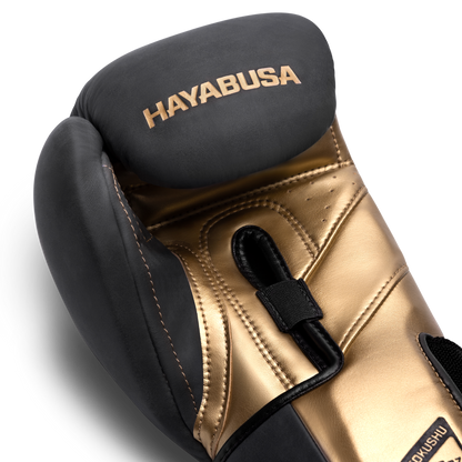 Guantes de Box Hayabusa T3 de Cuero de Lujo (Negro / Dorado) (Disponible por Encargo)