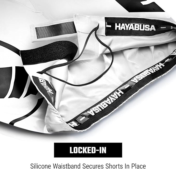 Fightshorts Hayabusa Icon (Cortos) (Blanco / Negro) (Disponible por Encargo)