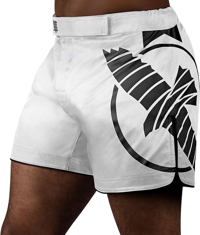 Fightshorts Hayabusa Icon (Cortos) (Blanco / Negro) (Disponible por Encargo)