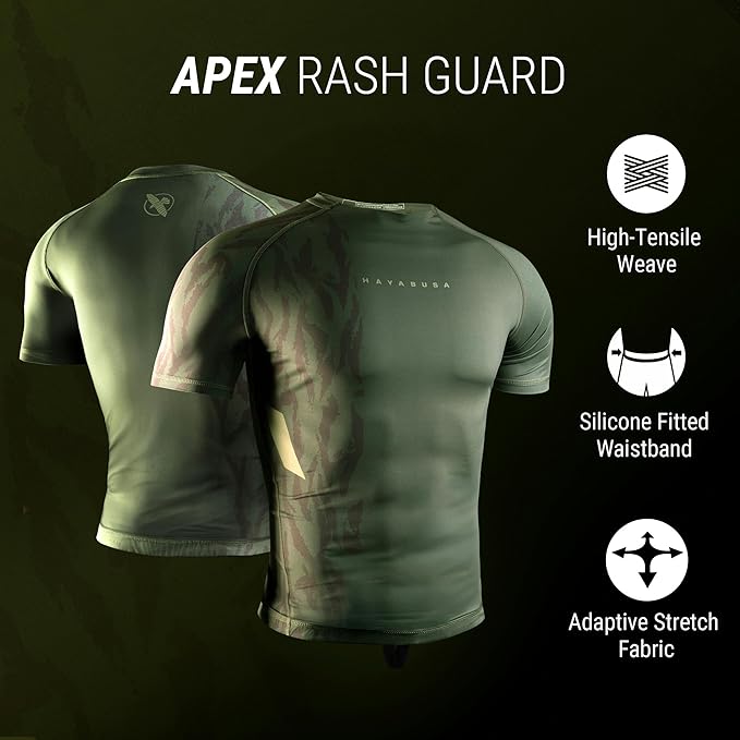 Rashguard Manga Corta para Hombre Hayabusa Apex (Verde Oliva) (Disponible en Costa Rica)