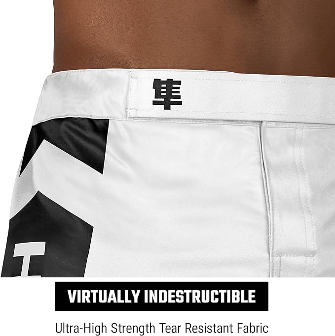 Fightshorts Hayabusa Icon (Cortos) (Blanco / Negro) (Disponible por Encargo)
