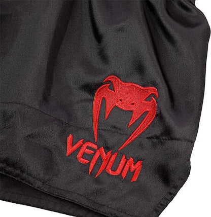 Fightshorts de Muay Thai Venum Classic (Negro / Rojo) (Disponible por Encargo)