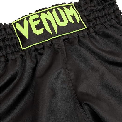 Fightshorts de Muay Thai Venum Classic (Negro / Amarillo Neón) (Disponible por Encargo)