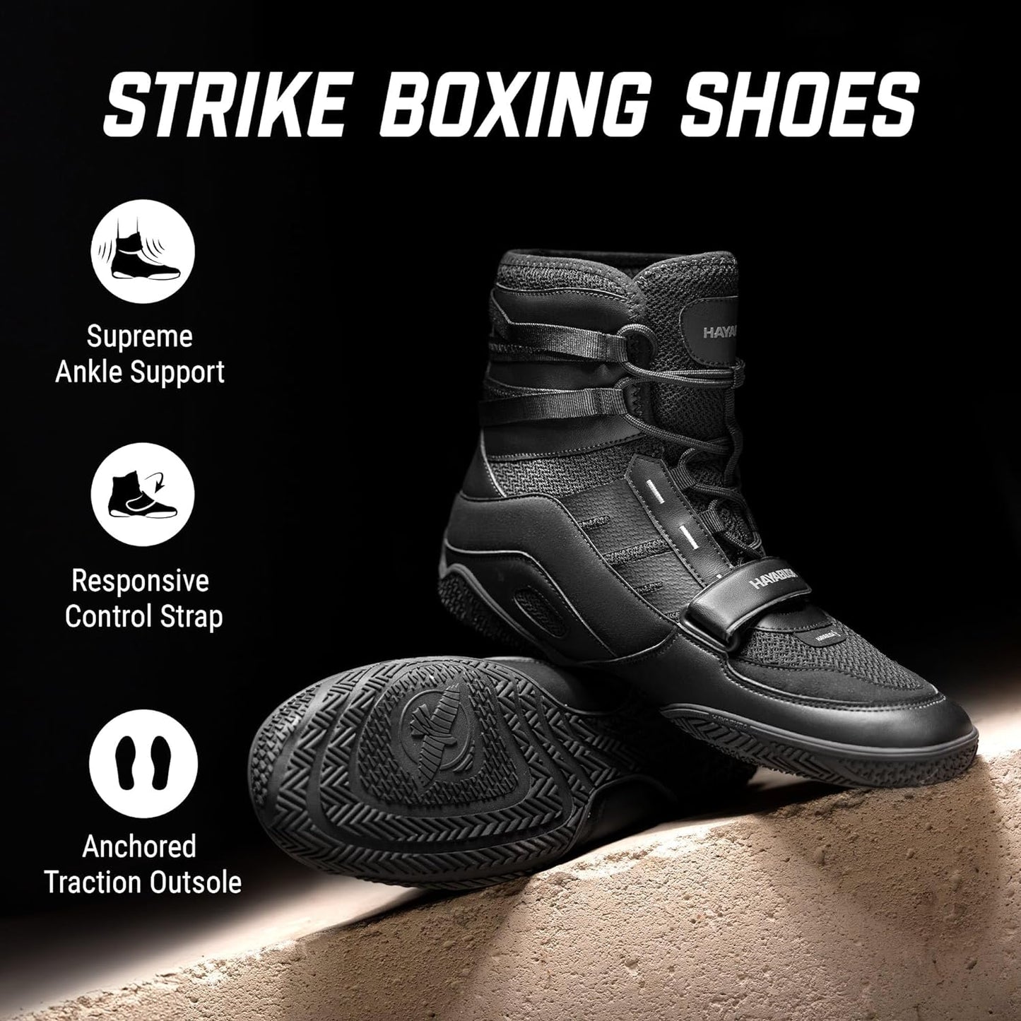 Zapatos de Box Hayabusa Strike (Negro) (Disponible por Encargo)