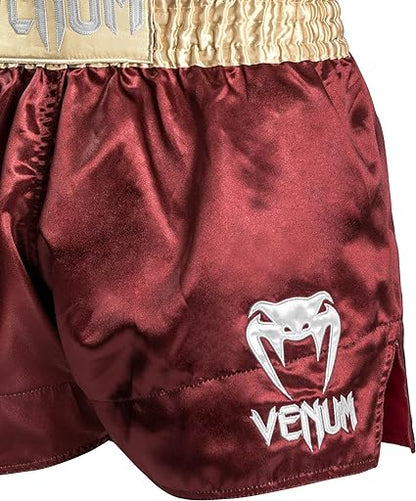 Fightshorts de Muay Thai Venum Classic (Vino / Dorado) (Disponible por Encargo)