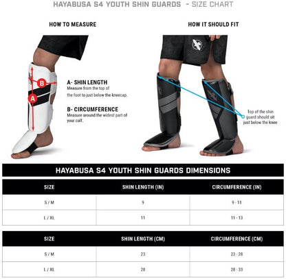 Espinilleras para Niño Hayabusa S4 (Negro / Gris) (Disponible por Encargo)