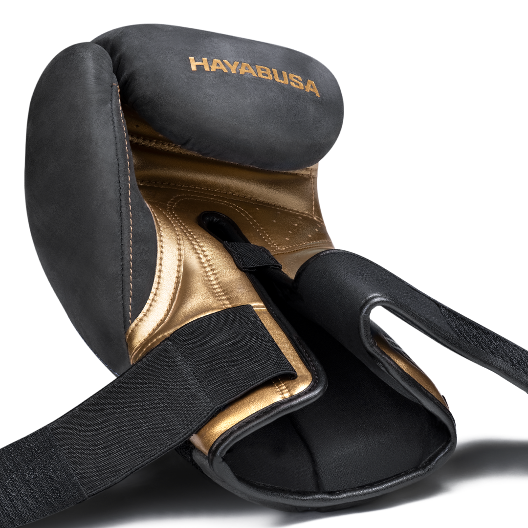 Guantes de Box Hayabusa T3 de Cuero de Lujo (Negro / Dorado) (Disponible por Encargo)