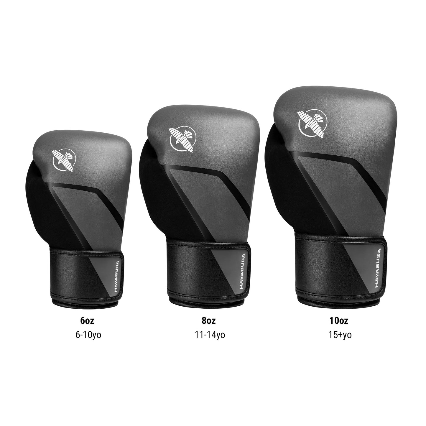 Guantes de Box Hayabusa E1 para Niños (Negro / Gris) (Disponible por Encargo)