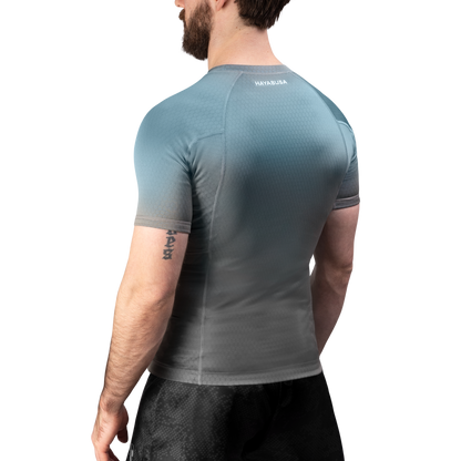 Rashguard Manga Corta para Hombre Hayabusa Fusion (Gris / Celeste) (Disponible por Encargo)