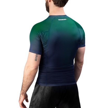 Rashguard Manga Corta para Hombre Hayabusa Fusion (Azul / Verde) (Disponible por Encargo)