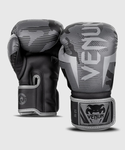 Guantes de Box Venum Elite (Negro Camo / Gris) (Disponible por Encargo)