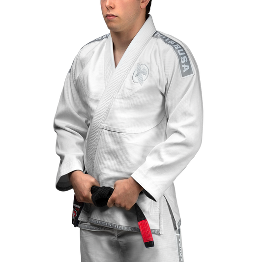 Uniforme de Jiujitsu Brasileño Liviano Hayabusa Lightweight (Blanco / Gris) (Disponible por Encargo)