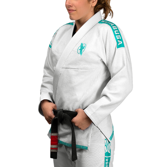Uniforme de Jiujitsu Brasileño Liviano Hayabusa Lightweight (Blanco / Turquesa) (Disponible por Encargo)
